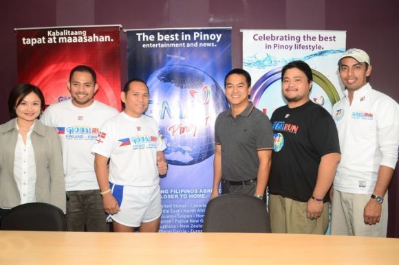 Proud to be Kapuso Global runner Cesar Guarin (in white shorts) and the Global Run Team with GMA International VP and Head of Operations Joseph Francia